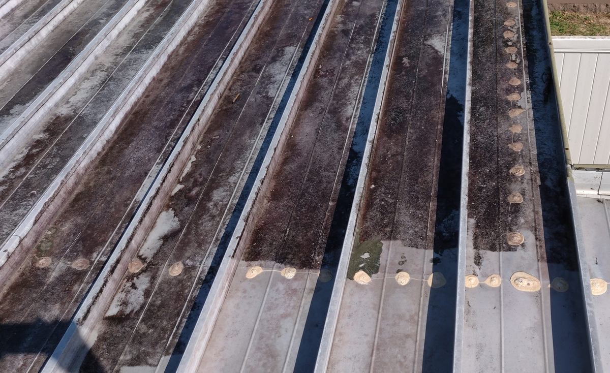 Mom’s roof, dirty, before