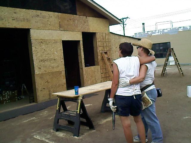 framing the new wall, during