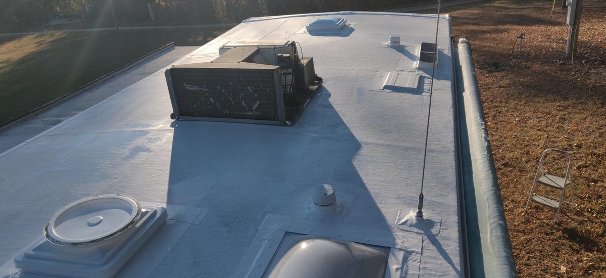 freshly coated roof after