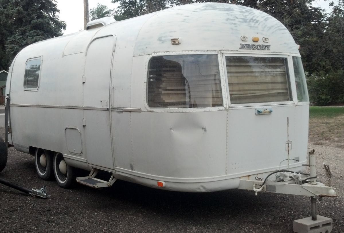 dull aluminum trailer before